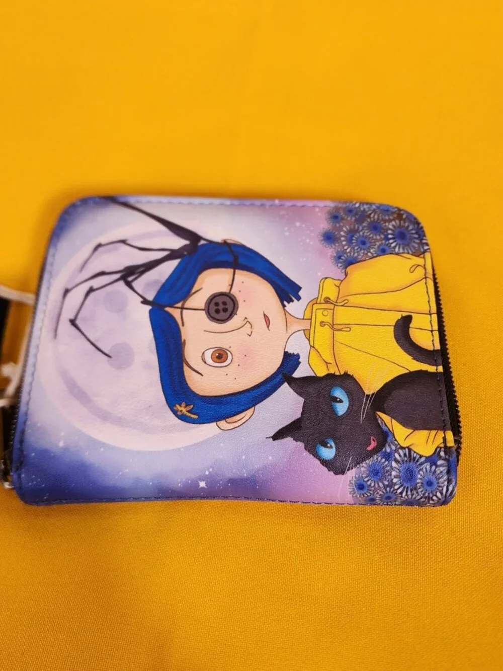 Loungefly Coraline Button Eye Flower the Cat Halloween Zip Around Wallet NEW